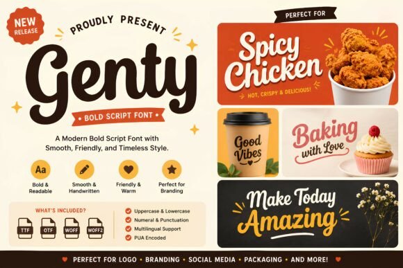 Genty: A Bold Script Font That Elevates Everyday Branding